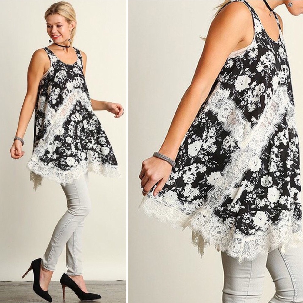 Boutique Brand Floral Lace Sleeveless Tunic